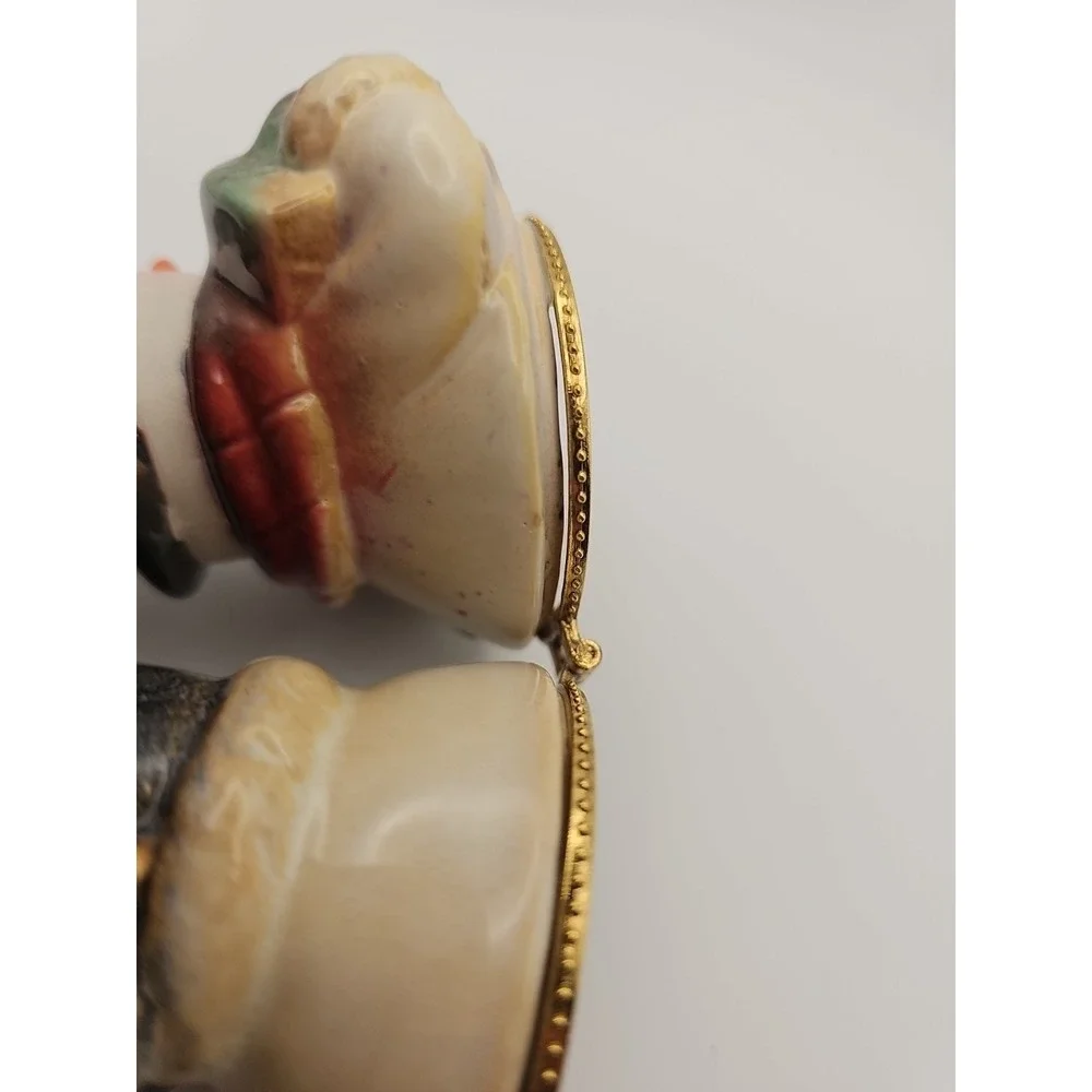 Snowman Trinket‎ Box Jar Christmas Hinged Porcelain Box